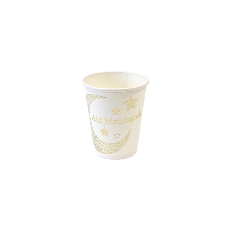 Gobelet carton "AID MOUBARAK" impression métallisée 250ml (x 6)