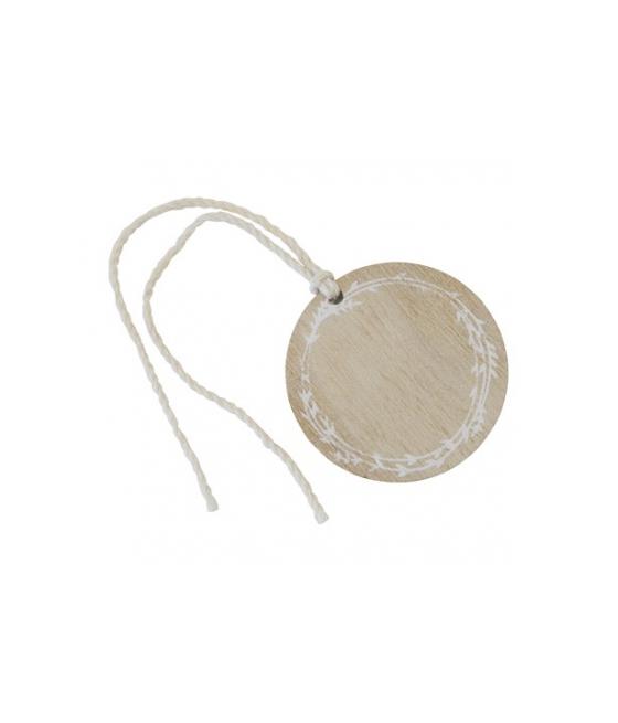 Rond en bois impression blanche avec cordelette (x 4)