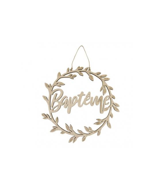 Baptême suspension ronde en bois