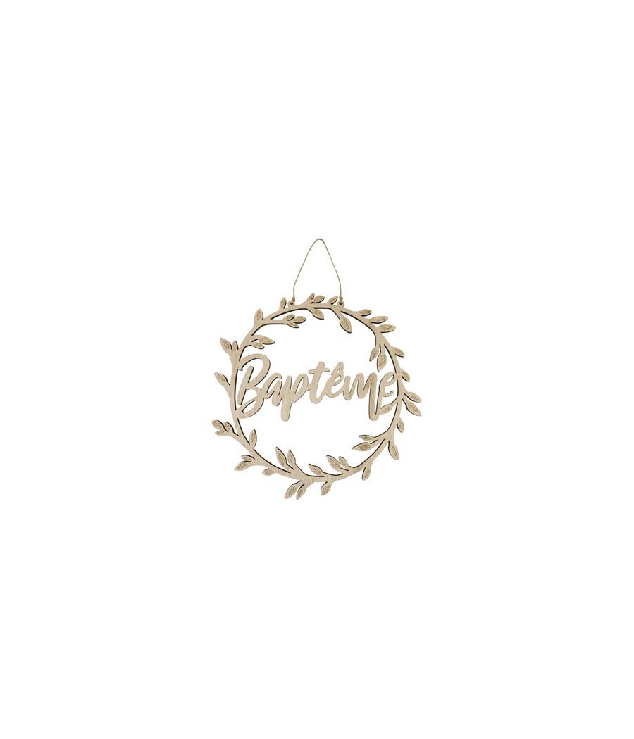 Baptême suspension ronde en bois
