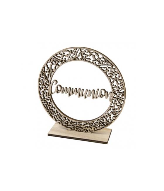 Communion décor de table rond en bois sur socle