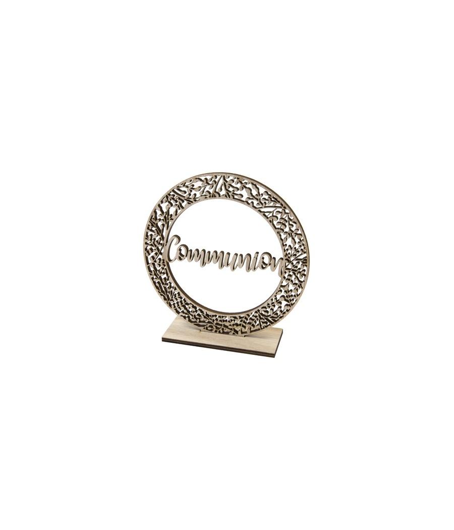 Communion décor de table rond en bois sur socle