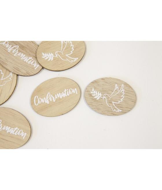 Semis de table "confirmation" et colombe en bois (x 6)