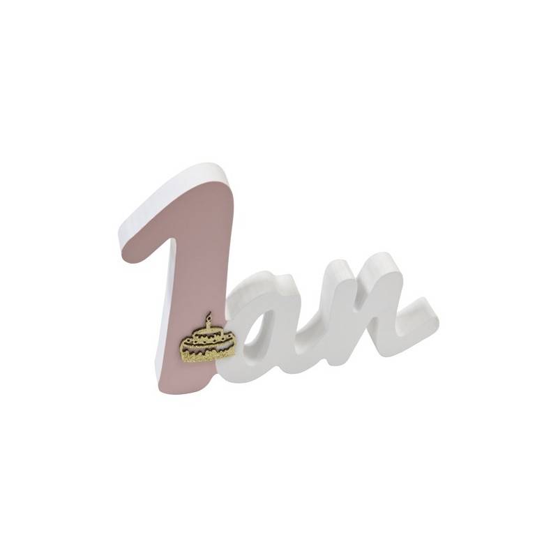 Centre de table "1 AN " en bois Rose