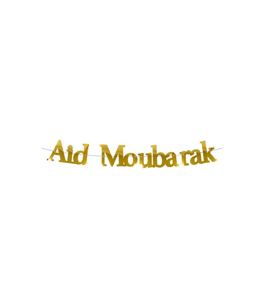 Guirlande de lettres "Aid Moubarak" en papier (2.5m) Or