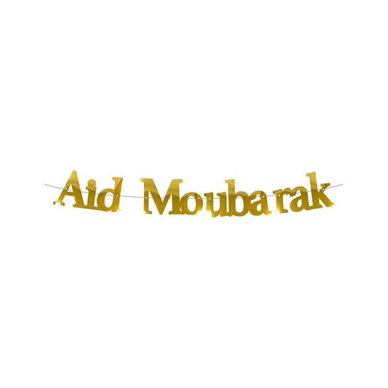 Guirlande de lettres "Aid Moubarak" en papier (2.5m) Or