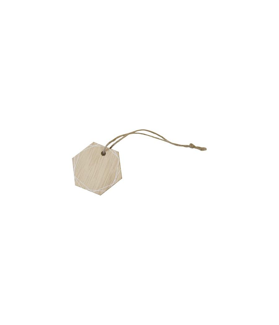 Hexagone en bois imprimé en bois avec cordelette (x 6)