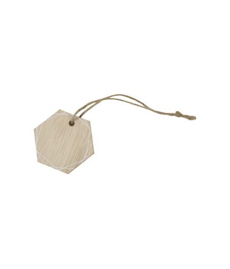 Hexagone en bois imprimé en bois avec cordelette (x 6)