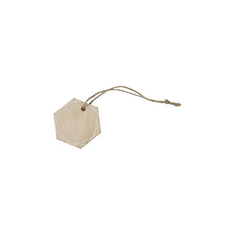 Hexagone en bois imprimé en bois avec cordelette (x 6)