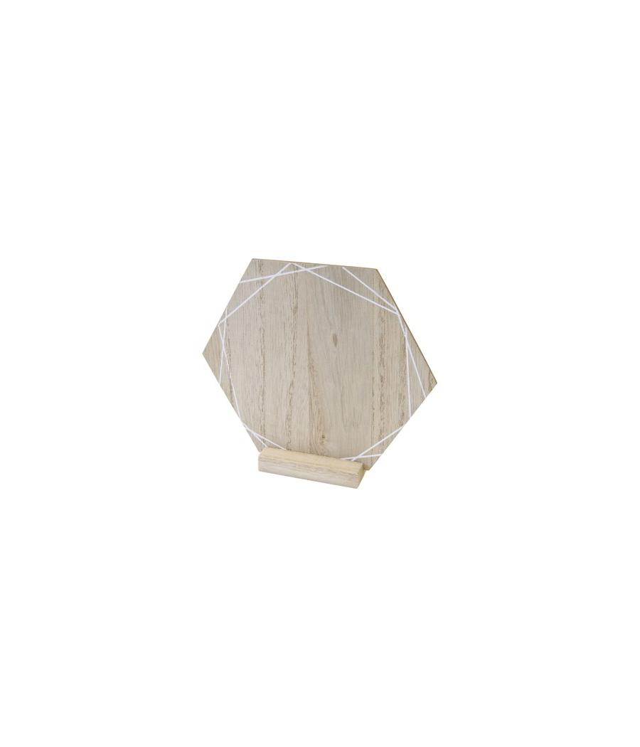 Centre de table hexagonal avec graphique blanc recto verso en bois