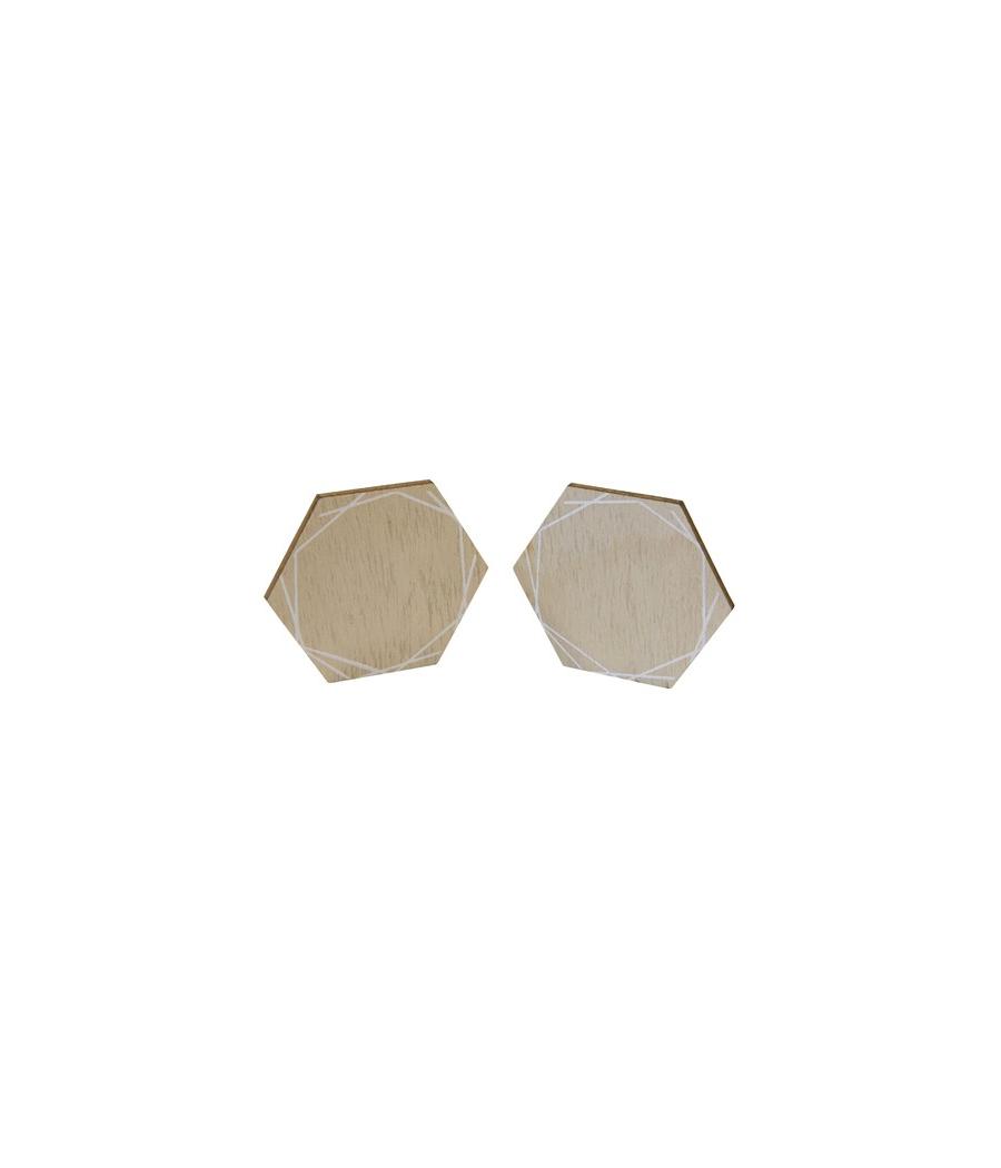 Marque place hexagonal avec graphique blanc sur support en bois (x 2)