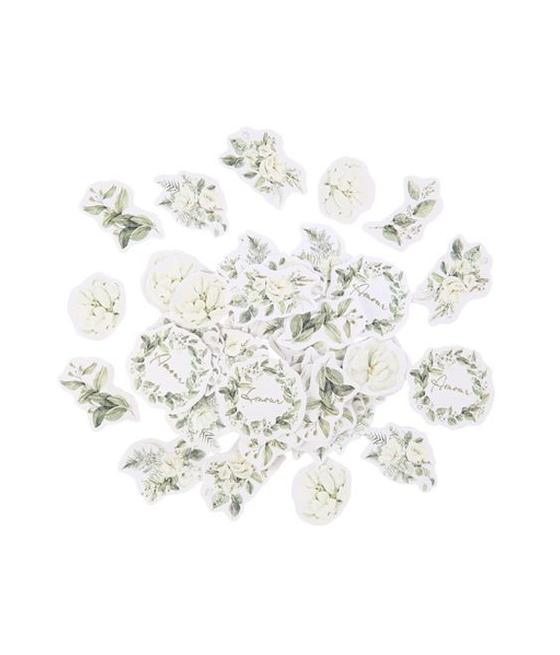 100 Confettis Botanique Papier Feuillages et Or de 2,5 à 3,5cm