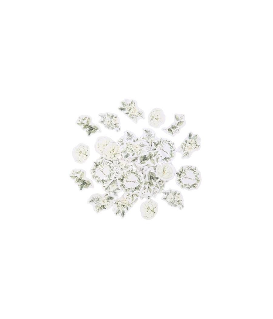 100 Confettis Botanique Papier Feuillages et Or de 2,5 à 3,5cm