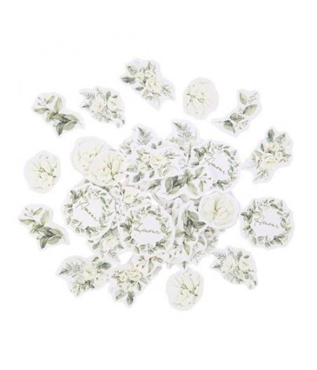 100 Confettis Botanique Papier Feuillages et Or de 2,5 à 3,5cm