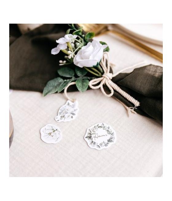 100 Confettis Botanique Papier Feuillages et Or de 2,5 à 3,5cm