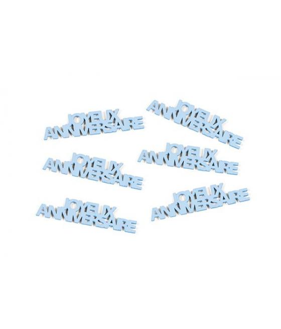 Semis de table joyeux anniversaire en bois peint (x 6) ciel