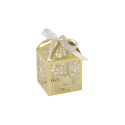 Boite carton metallise coeur et colombes a monter