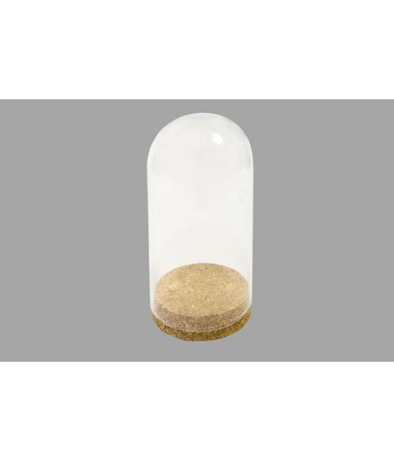 Cloche en verre 16cm + support liège (display 12 pcs) - Convient pour aliment