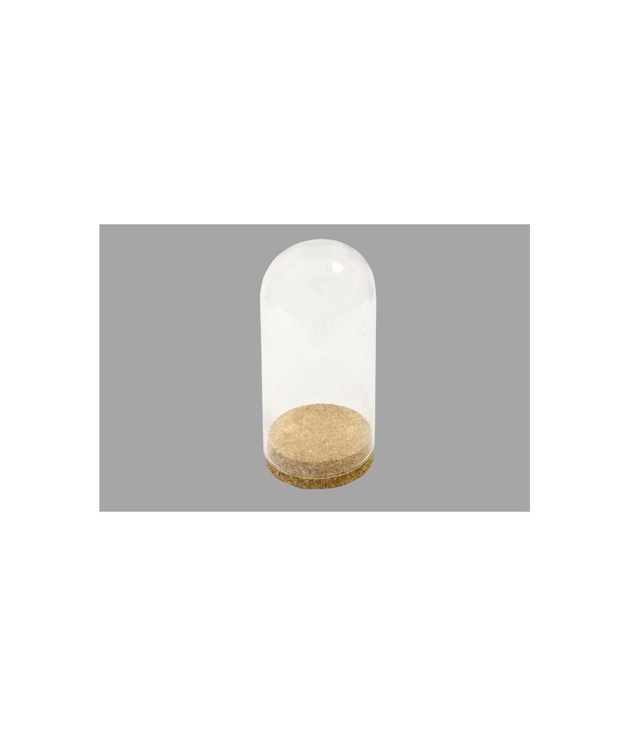 Cloche en verre 16cm + support liège (display 12 pcs) - Convient pour aliment