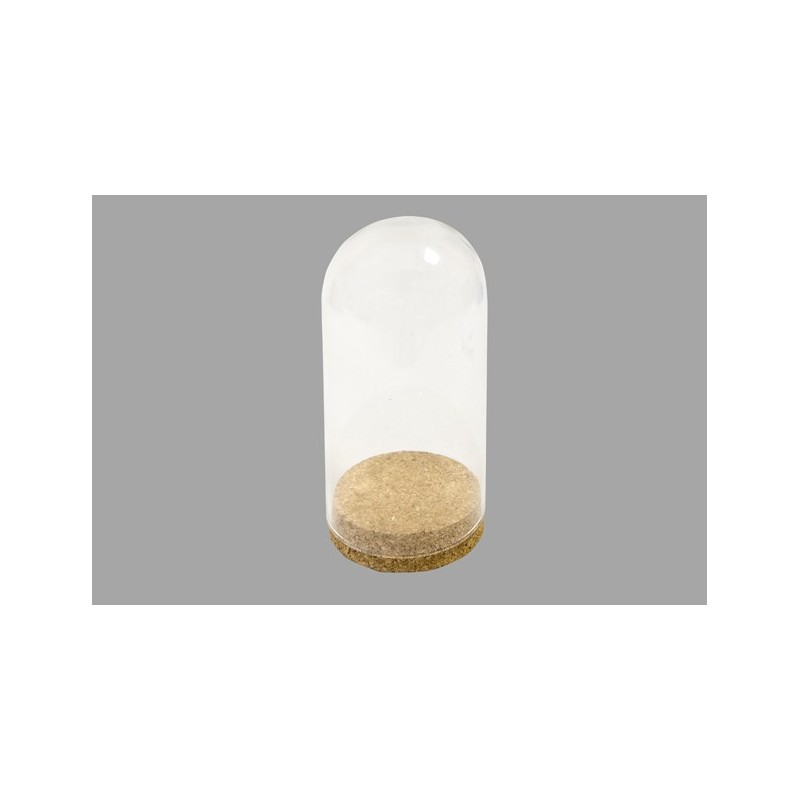 Cloche en verre 16cm + support liège (display 12 pcs) - Convient pour aliment