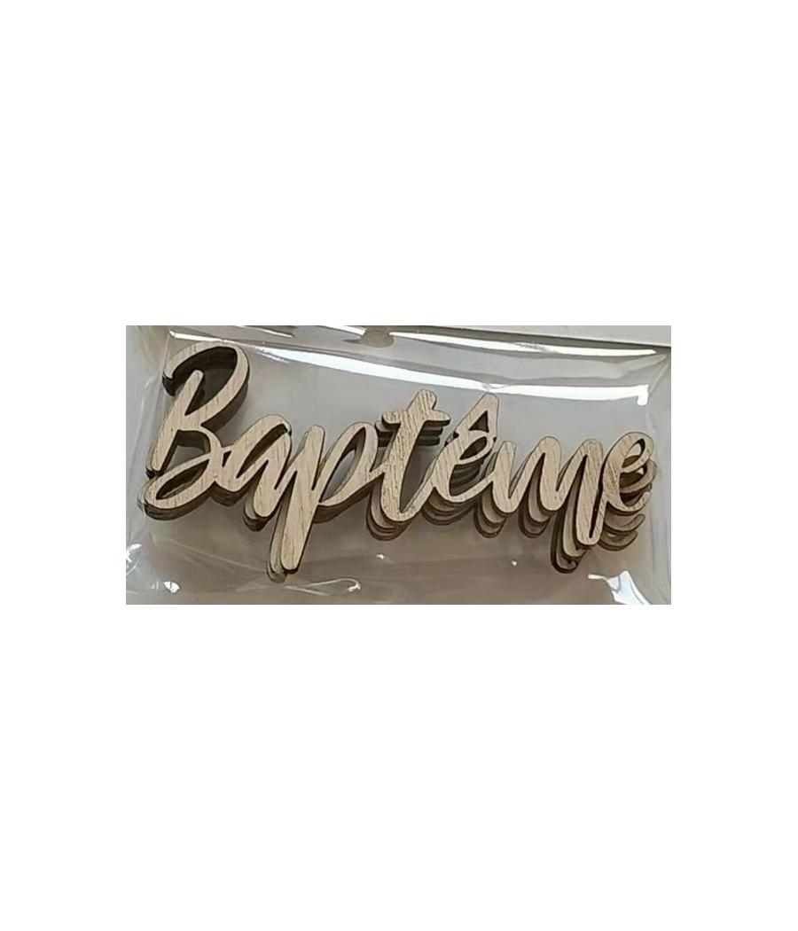 Décor d'assiette "Baptême" en bois (x 4) NA