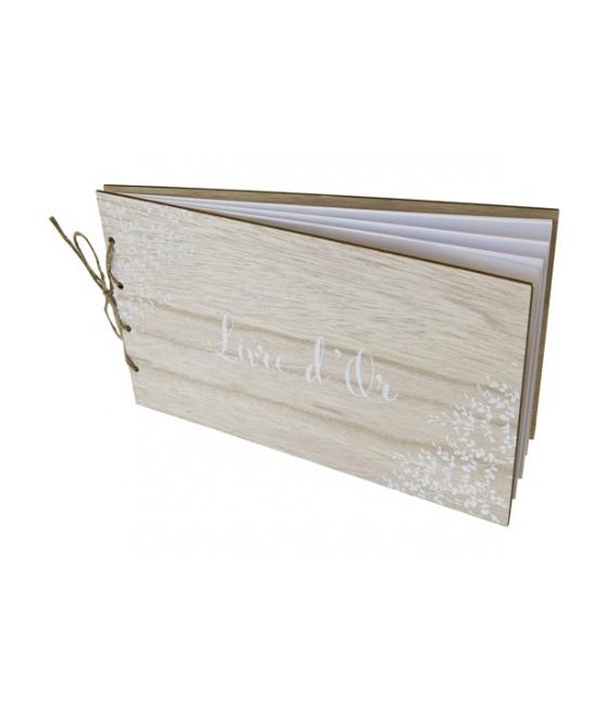 LIVRE D'OR COUVERTURE EN BOIS IMPRESSION BLANCHE