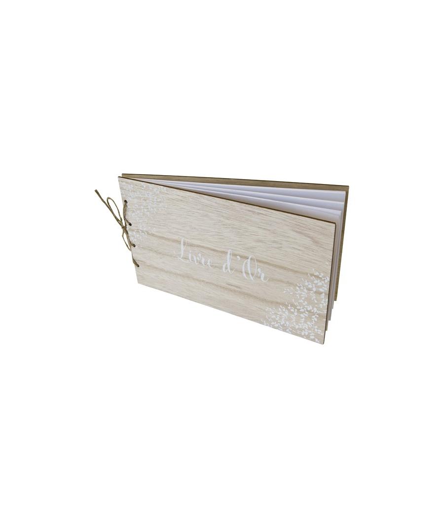 LIVRE D'OR COUVERTURE EN BOIS IMPRESSION BLANCHE