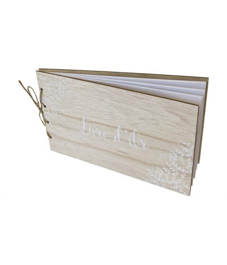 LIVRE D'OR COUVERTURE EN BOIS IMPRESSION BLANCHE