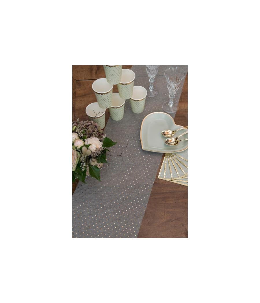 Chemin de table Plumetis sauge