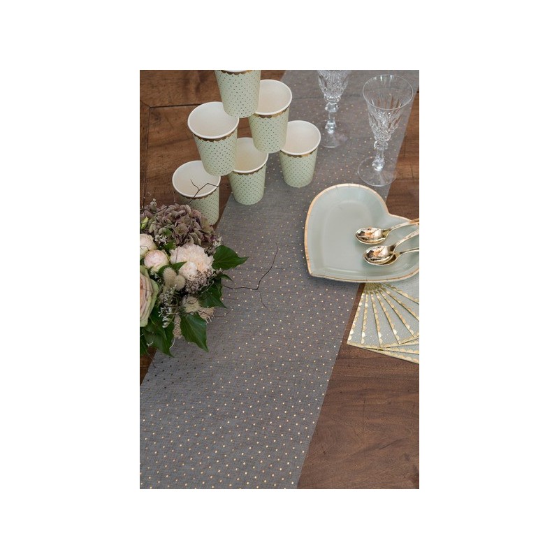 Chemin de table Plumetis sauge