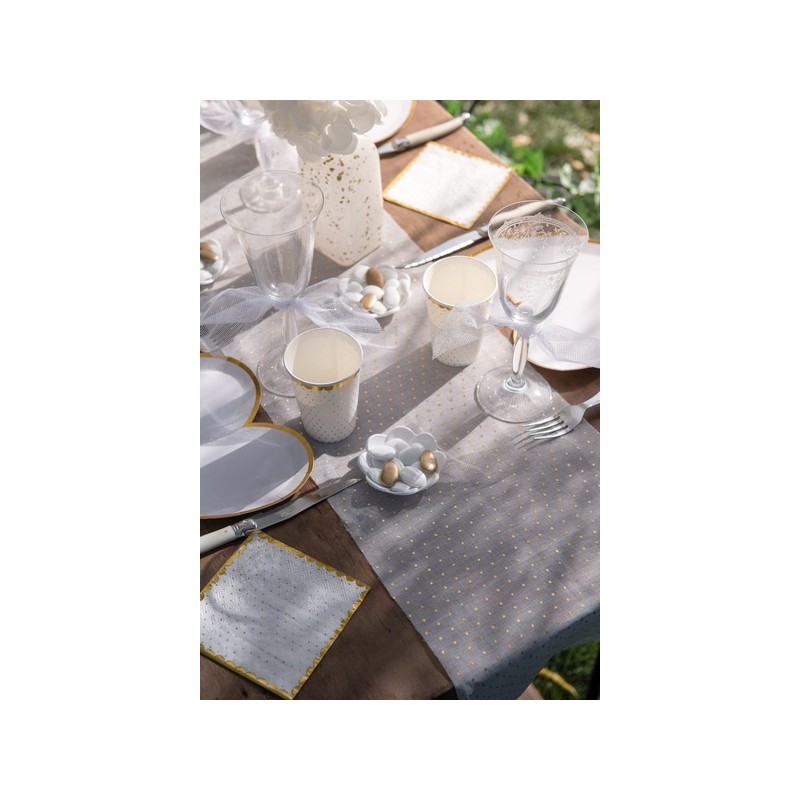 Chemin de table Plumetis sauge