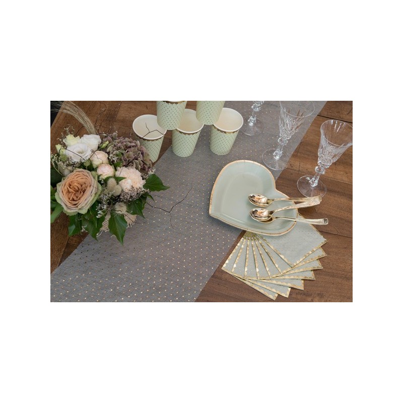 Chemin de table Plumetis sauge