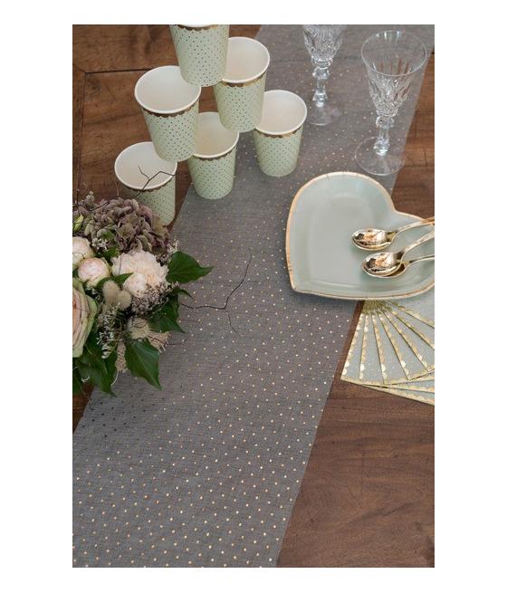 Chemin de table Plumetis sauge