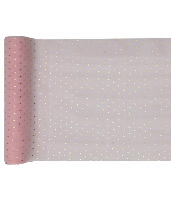 Chemin de table Plumetis rose