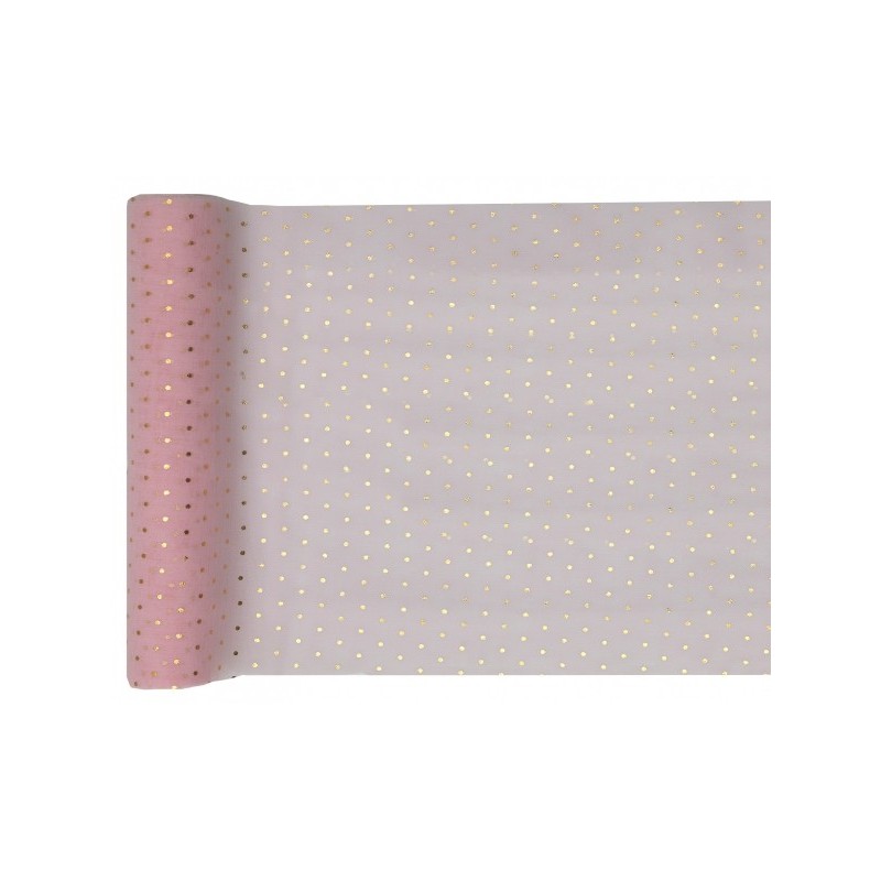 Chemin de table Plumetis rose