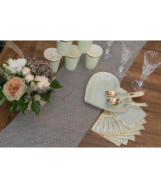 Chemin de table Plumetis sauge