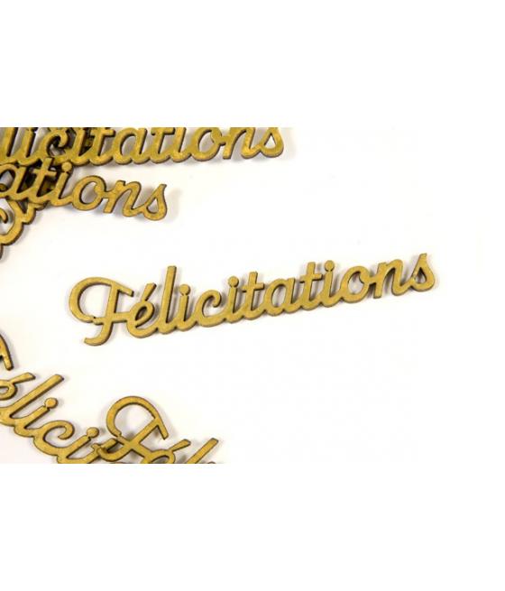 Semis de table "felicitations"en bois aspect métal