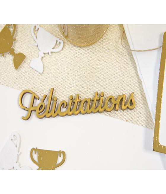 Semis de table "felicitations"en bois aspect métal