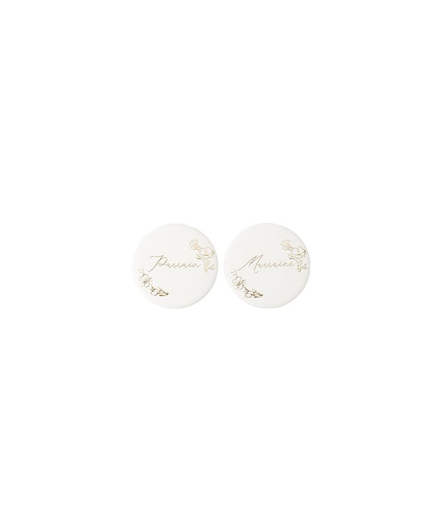 2 Badges" Parrain" /  "Marraine" Baptême Crème et Or