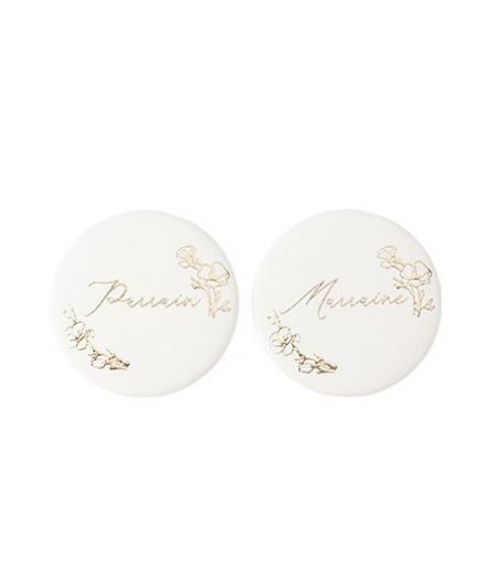 2 Badges" Parrain" /  "Marraine" Baptême Crème et Or