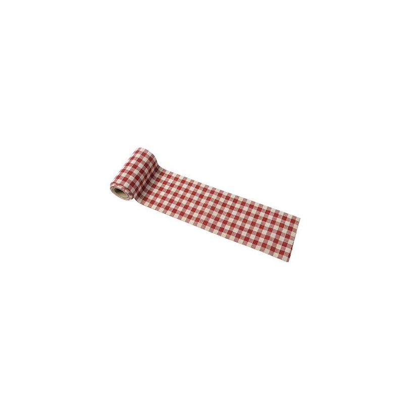 Ruban Vichy Rétro Effet Lin Rouge et Blanc 5cmx5m
