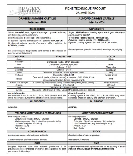 Dragées Amandes Castille Ivoire - 500gr
