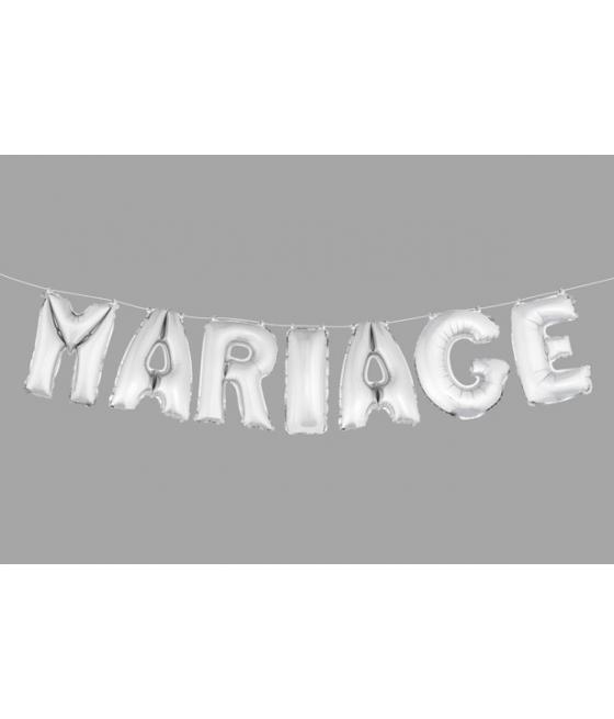 BALLONS LETTRES "MARIAGE" ARGENT  pcs haut.  cm 