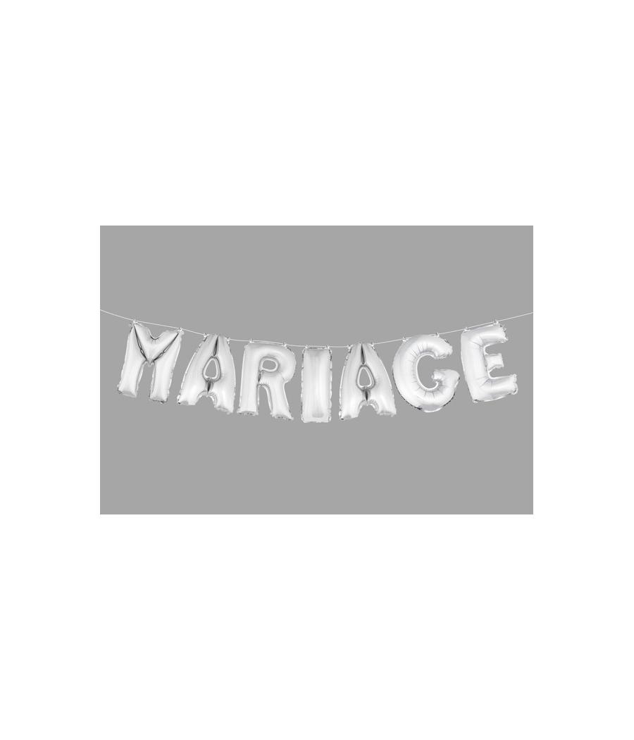 BALLONS LETTRES "MARIAGE" ARGENT  pcs haut.  cm 
