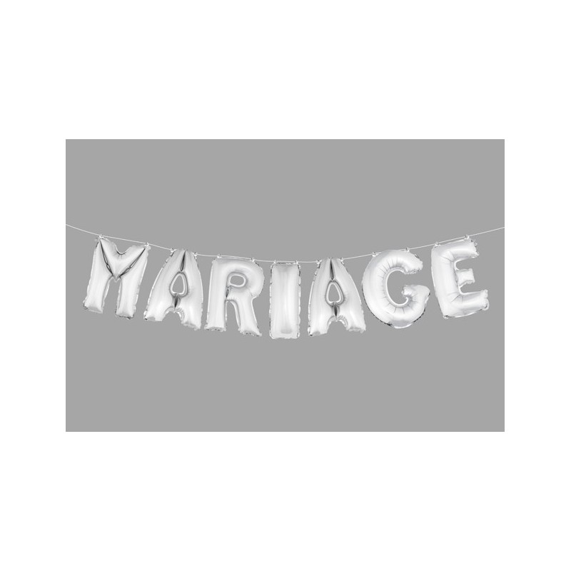 BALLONS LETTRES "MARIAGE" ARGENT  pcs haut.  cm 