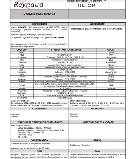 Dragées Amandes fine Assorties - 1kg