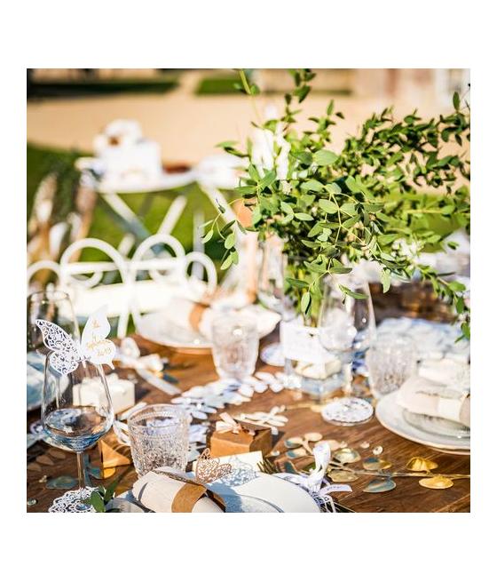 Étiquettes coeurs Blanc et Ruban Satin