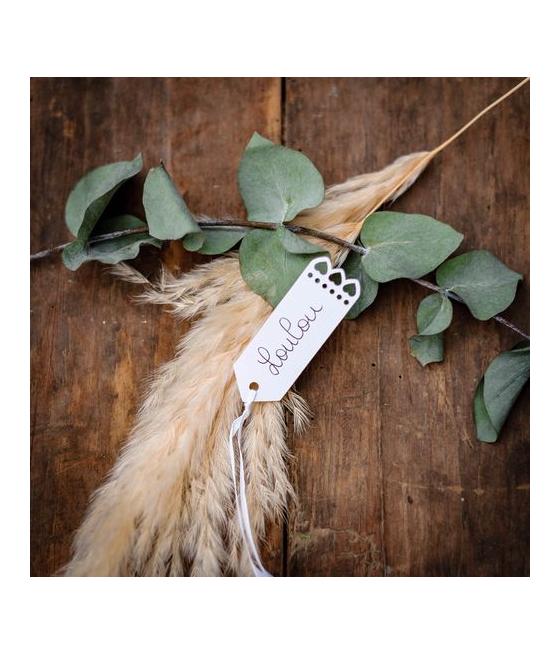 Étiquettes coeurs Blanc et Ruban Satin