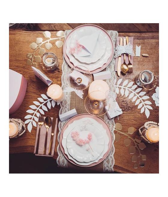 10 Marque-Verres Cœurs Dentelés Blanc