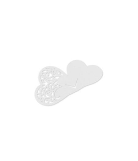 10 Marque-Verres Cœurs Dentelés Blanc